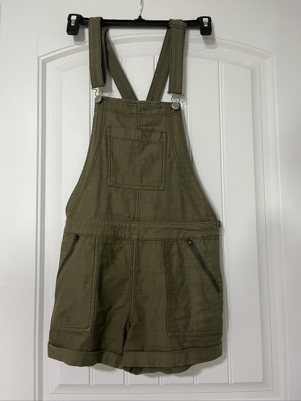 American Eagle Olive Green Short Overalls